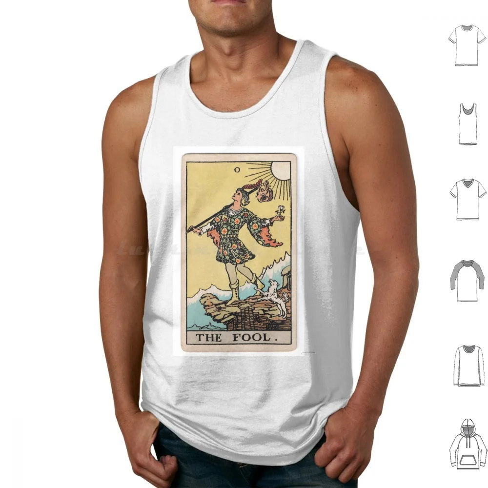The Fool Tarot (Versione Di Colore Chiaro) Canotte Gilet Senza Maniche Tarocchi Major Arcana Vintage Antique Fool The Fool