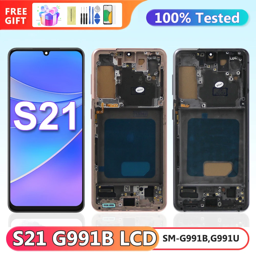 Tft S21 Display Screen Assembly Per Samsung Galaxy S21 5G G991B G991B/Ds Display Lcd Digital Touch Screen Assembly Con Cornice