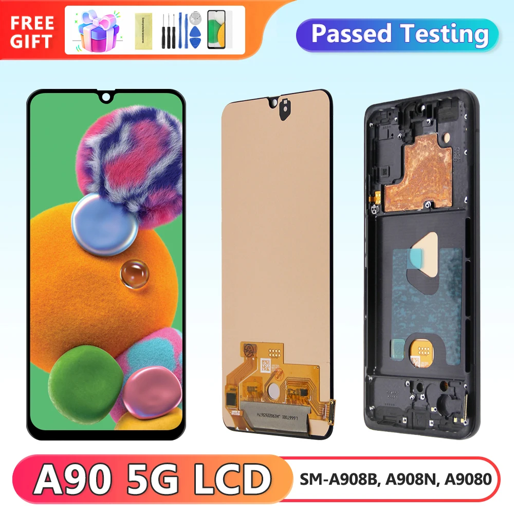 Sostituzione Display Amoled A90 5G, Per Samsung Galaxy A90 5G A908 A908B A9080 Display Lcd Touch Screen Digitale Con Cornice