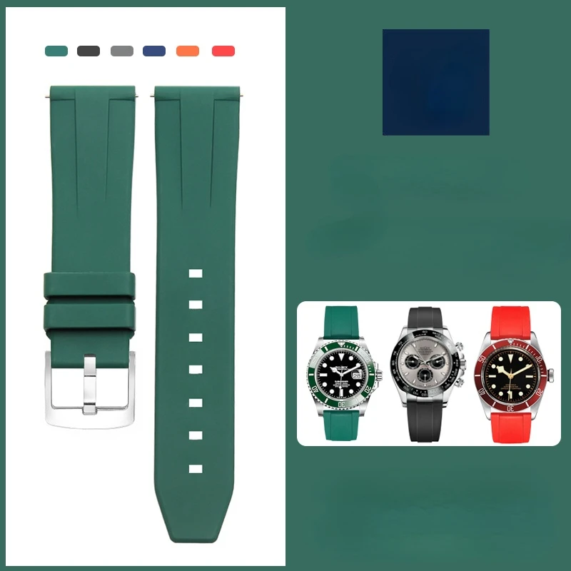 Cinturino In Gomma Fluorurata Per Omega Breitling Rolex Panerai Longines Concastudor Cinturino In Silicone 20Mm 22Mm 24Mm