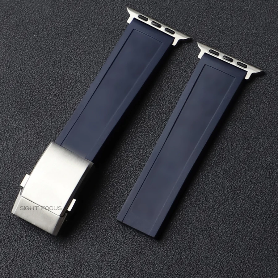 Cinturino In Gomma Blu Scuro Per Cinturino Apple Watch Breitling 8 Se 7 6 5 49Mm 45Mm 41Mm 44Mm 42Mm Cinturino Iwatch Cinturino Subacqueo