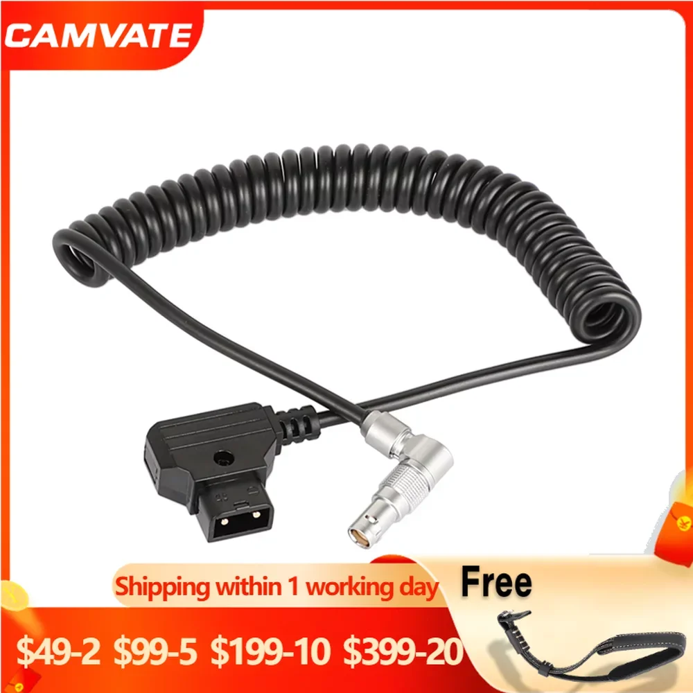 Camvate Red Komodo 6K Cinema Camera Angolo Retto 2 Pin Connettore Femmina A 2 Pin Maschio D-Tap Connettore Cavo Adattatore Di Alimentazione A Spirale