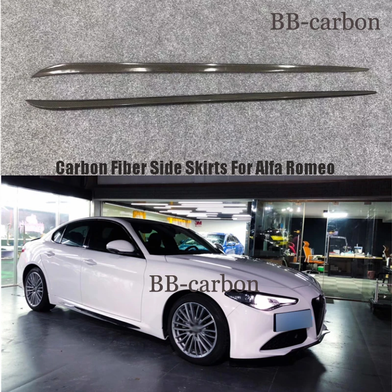 Per Alfa Romeo Giulia Quadrifoglio Car Styling Stick-On Minigonne Laterali Body Kit Estensioni Accessori In Vera Fibra Di Carbonio