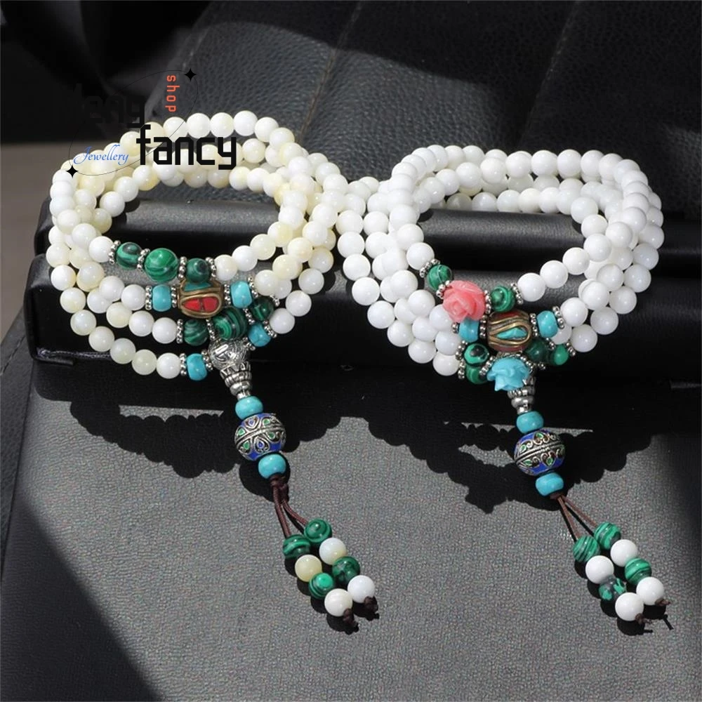 Natural Deep Sea Seashell 108Pcs Buddha Beads Bracciali Charms Gioielli Di Moda Donna Coppia Braccialetto Di Lusso Souvenir Regali Di Festa