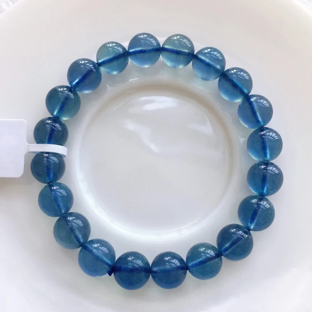 Natural Blue Aquamarine Big Round Beads Bracciale 8Mm Donna Uomo Regalo Moda Brasile Deep Blue Aquamarine Jewelry Aaaaa