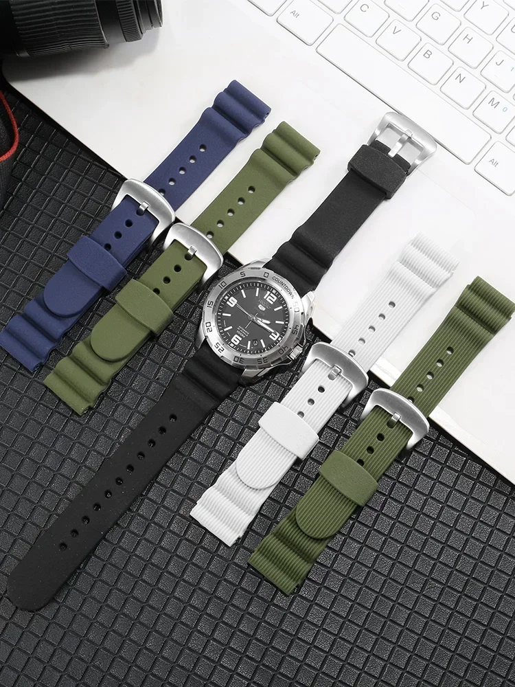 Per Seiko No. 5 Skx 007 Water Ghost Abalone Small White Can Diving Accessori In Silicone Anti-Allergia Cinturino Flessibile In Gomma