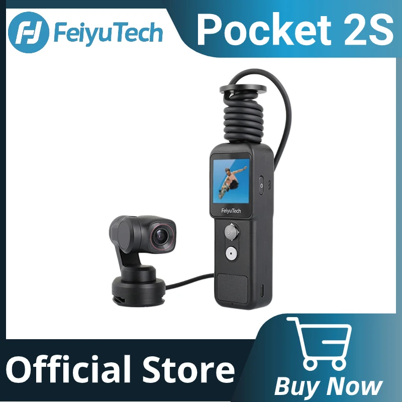 Feiyutech Feiyu Pocket 2S Wearable Light 3-Axis Gimbal Stabilizzato Video Action Camera 4K, Vista A 130°, Magnetic Al. Boby In Lega, Microfono Altopar