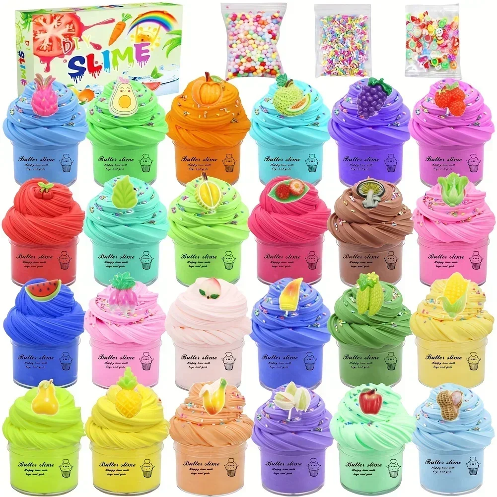 9/24Pack Rainbow Slime Toy Kit Per Ragazze Bomboniere Regalo Di Compleanno Con Elastico Non Appiccicoso Antistress Putty Slime Kit Toys