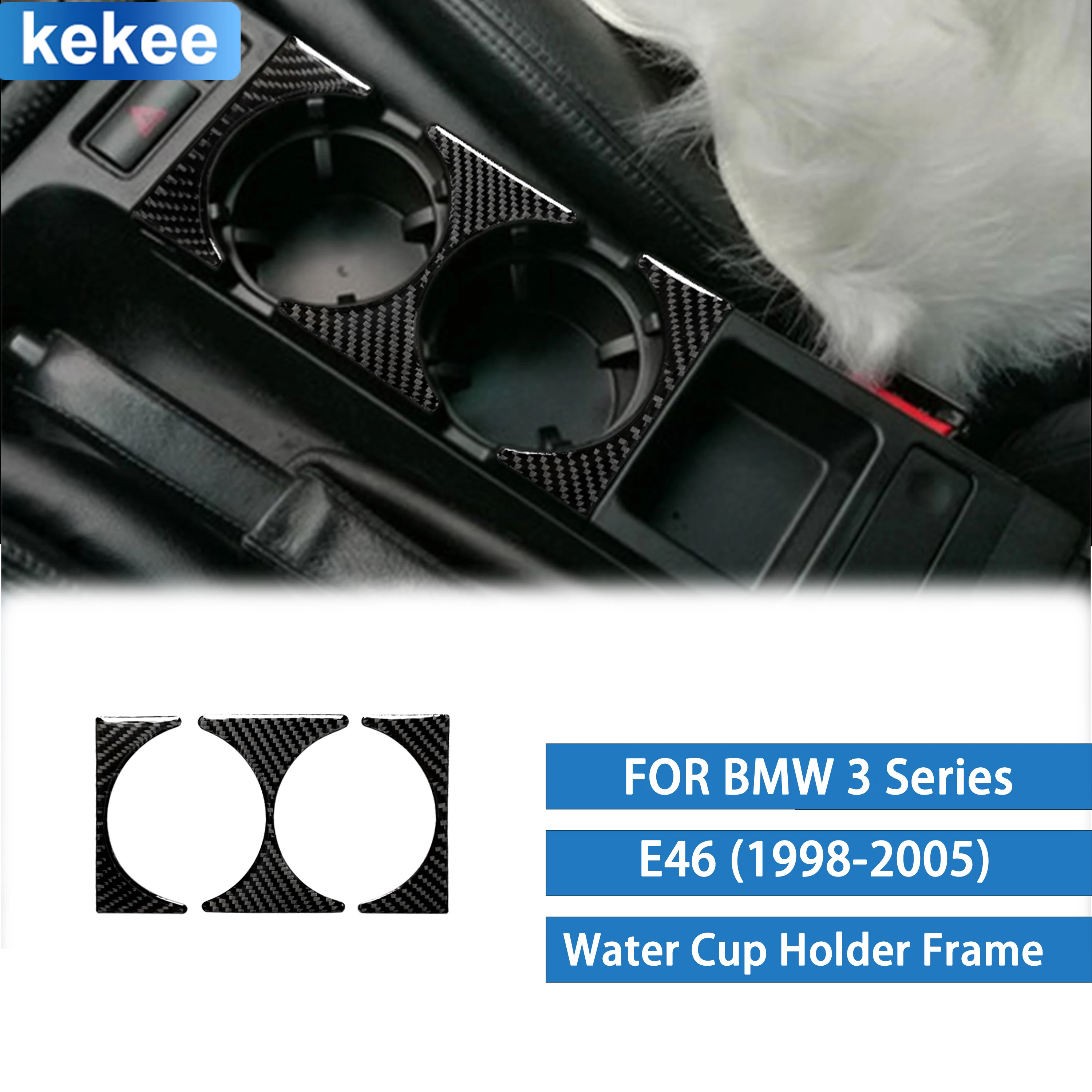 Per Bmw Serie 3 E46 1998-2005 Accessori In Fibra Di Carbonio Car Central Console Water Cup Holder Decorazione Cornice Cover Sticker