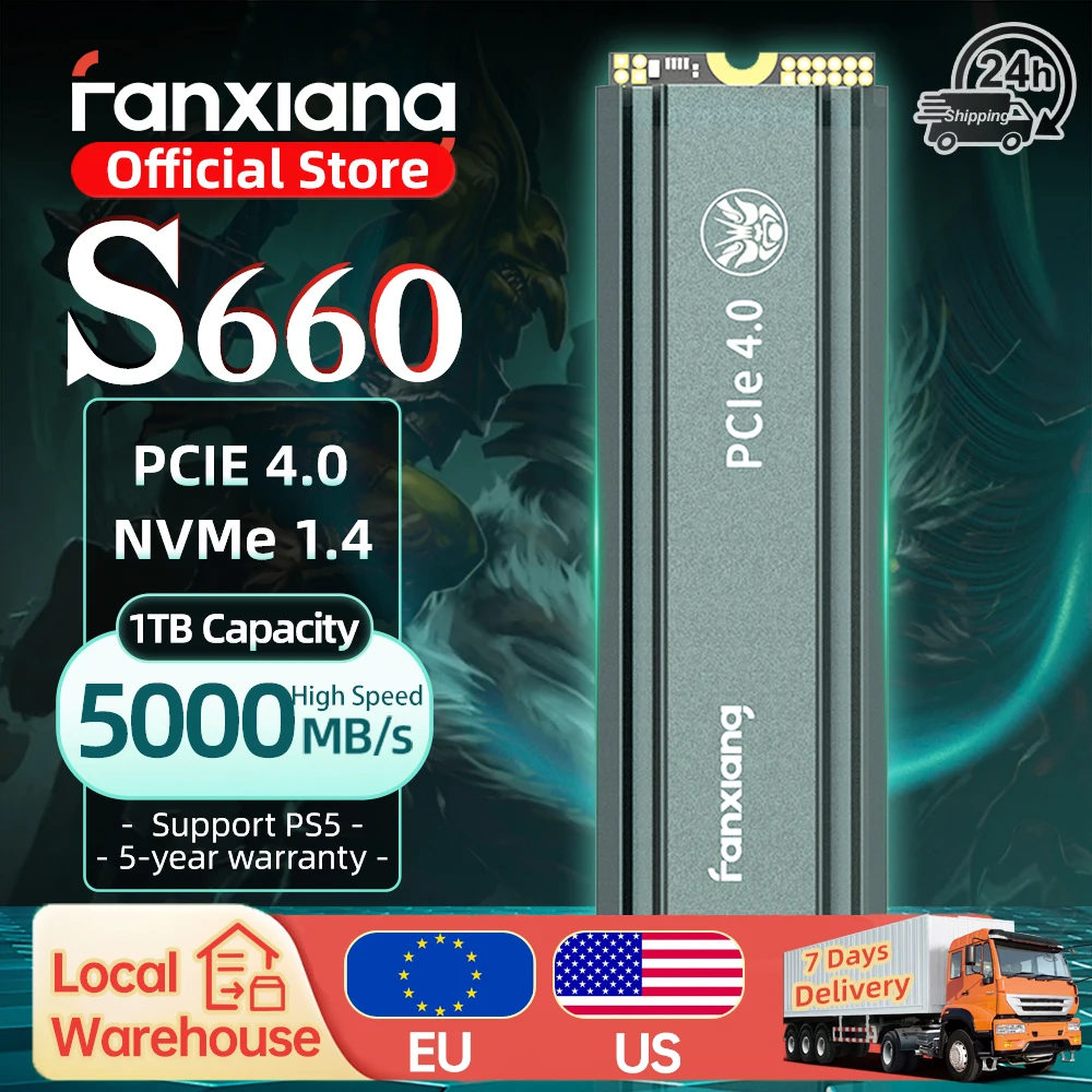 Fanxiang S660 M.2 Ssd 500Gb 1Tb 2Tb 5000 Mb/S M.2 Nvme Muslimit Ssd Unità A Stato Solido Interna Per Pc Desktop Ps5/Playstation5