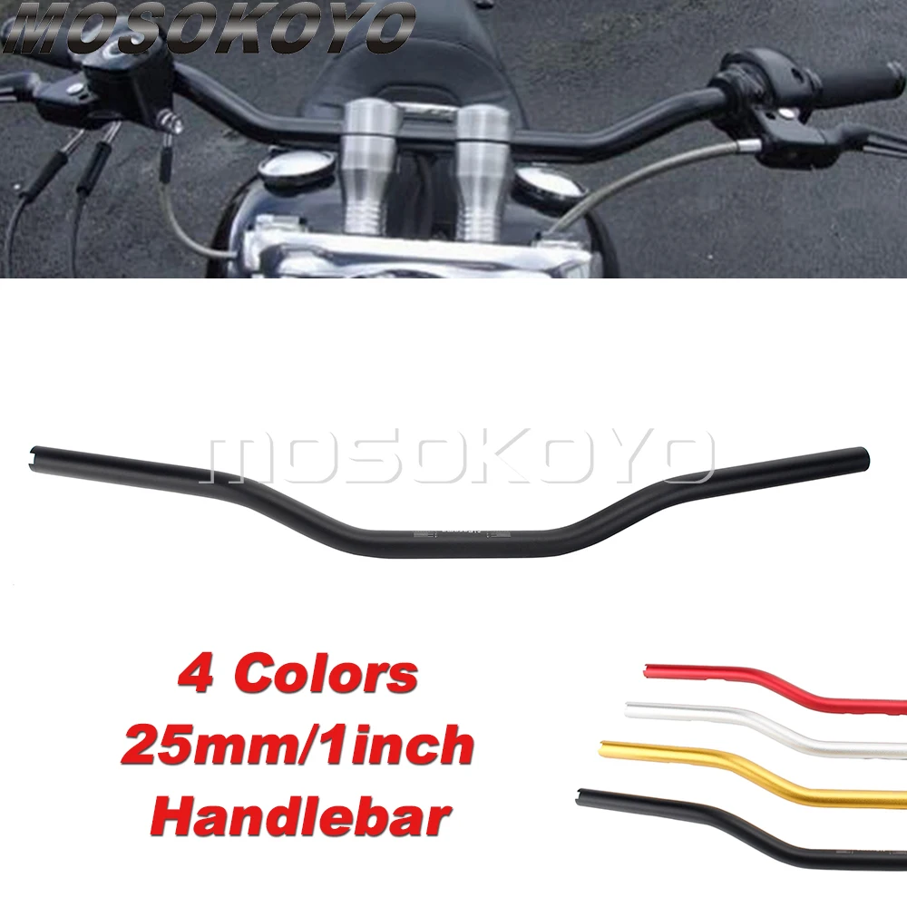 Barra A T Stile Clug Club 25Mm 1 "Manubrio Moto Manubrio Supporto Calibro Per Harley Dyna Sportster Softail Chopper Cafe Racer Bobber