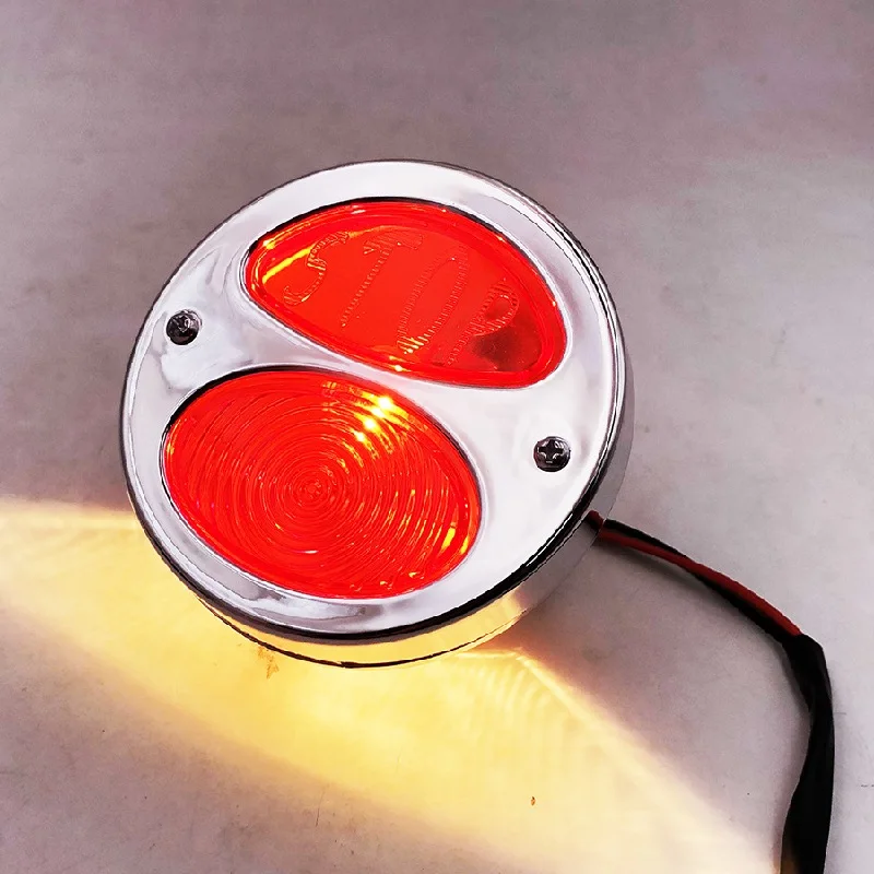 Chrome Motorcycle Brake Tail Light For Harley Chopper Bobber License Plate Lamps 12V Indicator Stop Taillights Motorbikes Parts