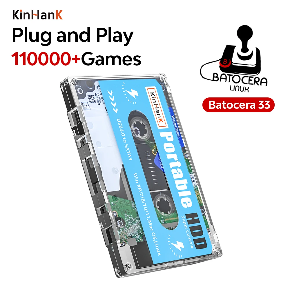 Kinhank Super Console X Batocera 33 500G 2T Disco Rigido 110000 + Videogiochi Retrò Per Dc/Ss/Mame/Arcade Plug And Play