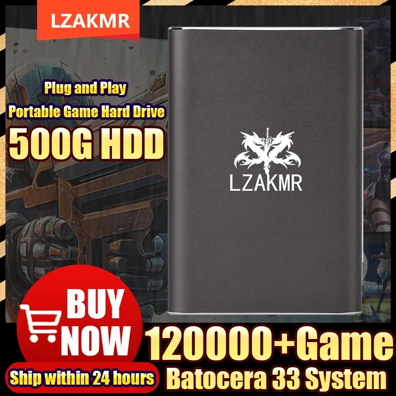 Batocera Hard Drive-500G Hdd Con 120000 + Giochi Batocera 33 System Ship Entro 24 Ore E Design Portatile Per Giochi On-The-Go