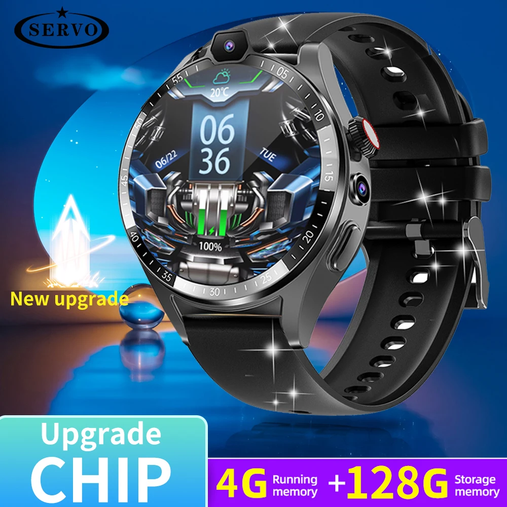 4G + 128G 4G Smart Watch Men Camera Google Play Store Giochi Sim Card Impermeabile Sport Fitness Smart Home Gps App Bluetooth