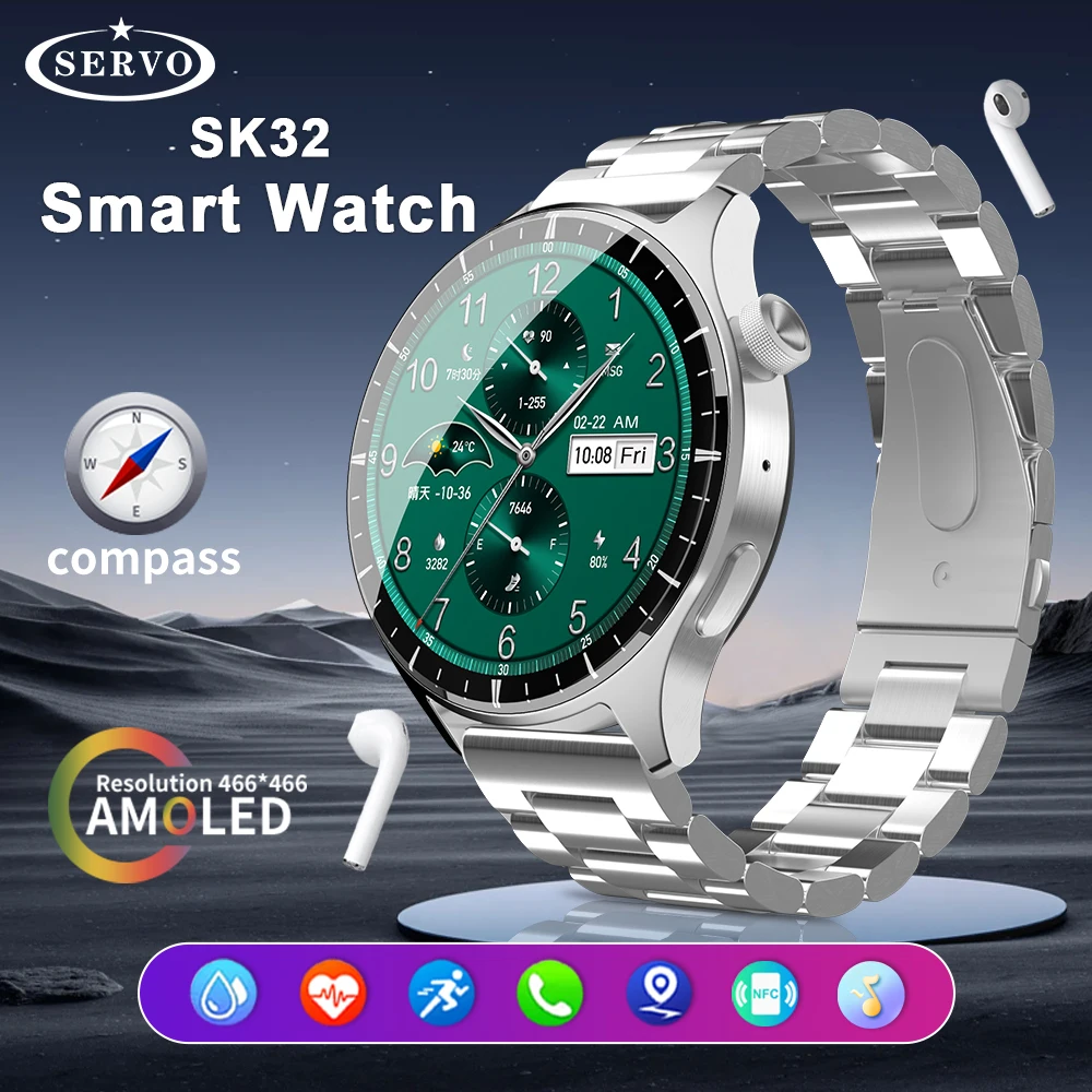 Sk32 Luxury Smart Watch Men Nfc Sport Fitness Waterpoor Call Monitoraggio Della Pressione Della Frequenza Cardiaca Android Gps Ultra Bluetooth5.1