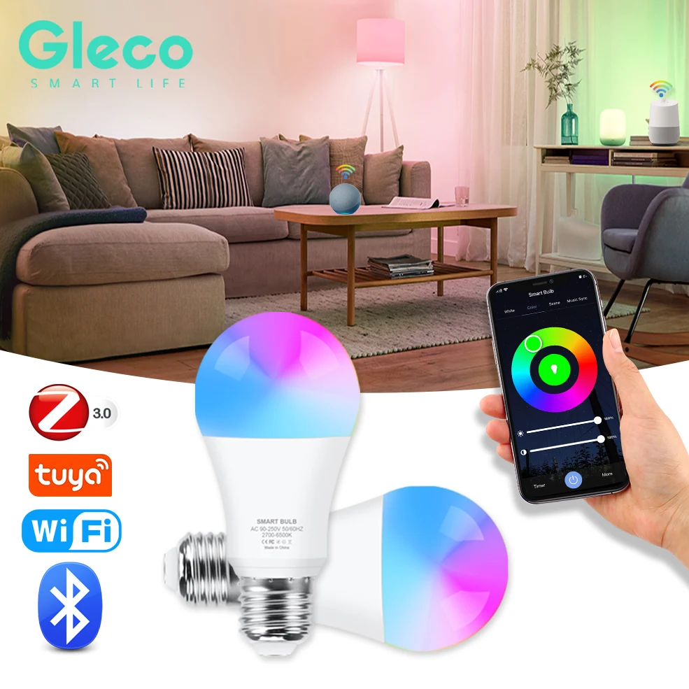 Lampadina Led Gleco Tuya Wifi Lampada Led Bluetooth Rgb E27 Lampadine A Led Zigbee Illuminazione Domestica Intelligente Funziona Con Alexa Amazon ,Goo