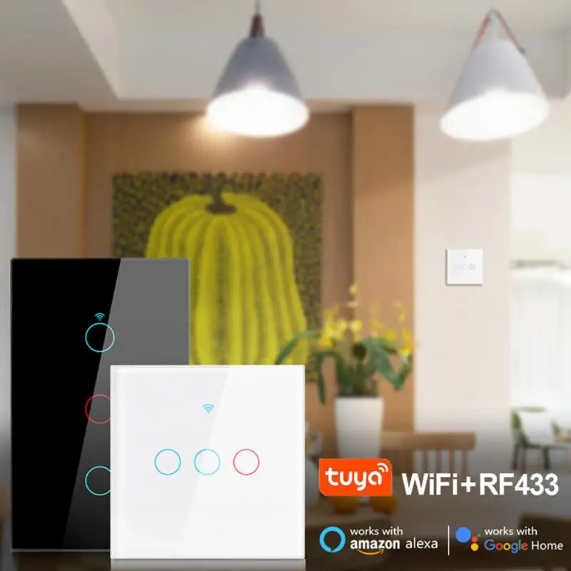 Tuya Wifi Bluetooth Rf Intelligent Touch Switch Single Fire Zero Fire Interruttore Universale Ue/Regno Unito Funziona Con Smart Home Alexa Amazon