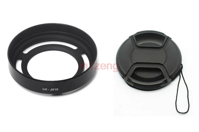 Lh-X10 Paraluce In Metallo + Anello Adattatore Filtro + Tappo 52Mm Per Fotocamera Fujifilm Fuji Finepix X10 X20 X30 Nero Argento