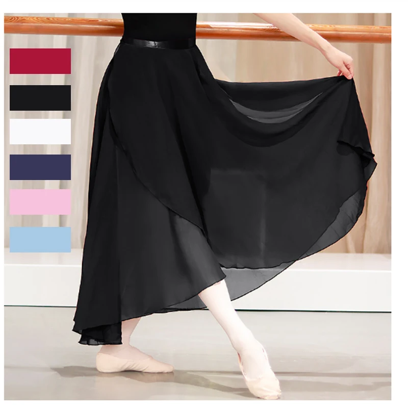 2021 Faldas De Ballet De Chifon Largo Para Adultos, Vestido De Ballet Suave, Lirico, Negro, Burdeos, Azul Marino, Rosa Y Blanco,