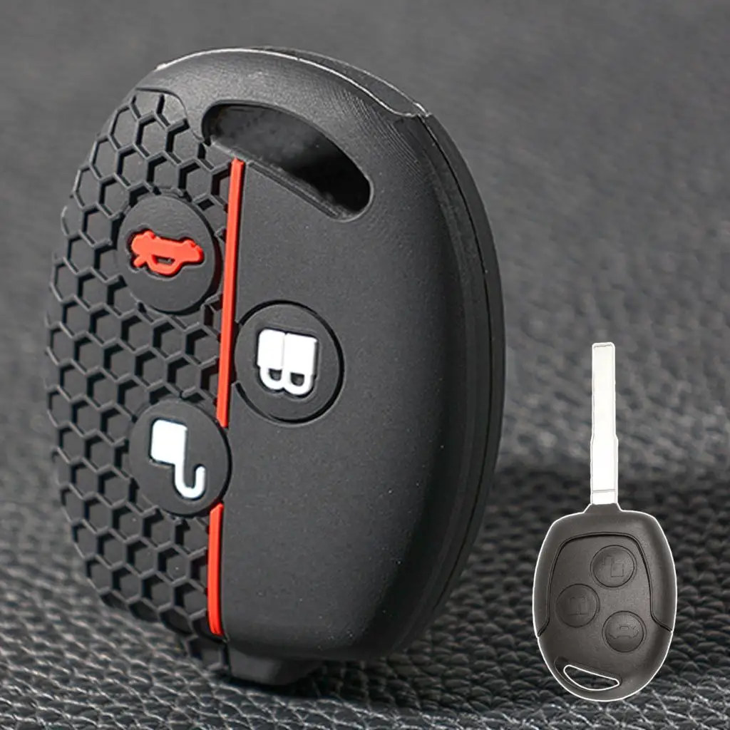 Custodia In Silicone A 3 Pulsanti Keyless Entry Key Fob Chain Cover Shell Protect Per Ford Transit Connect Courier Fiesta Focus Cabriolet