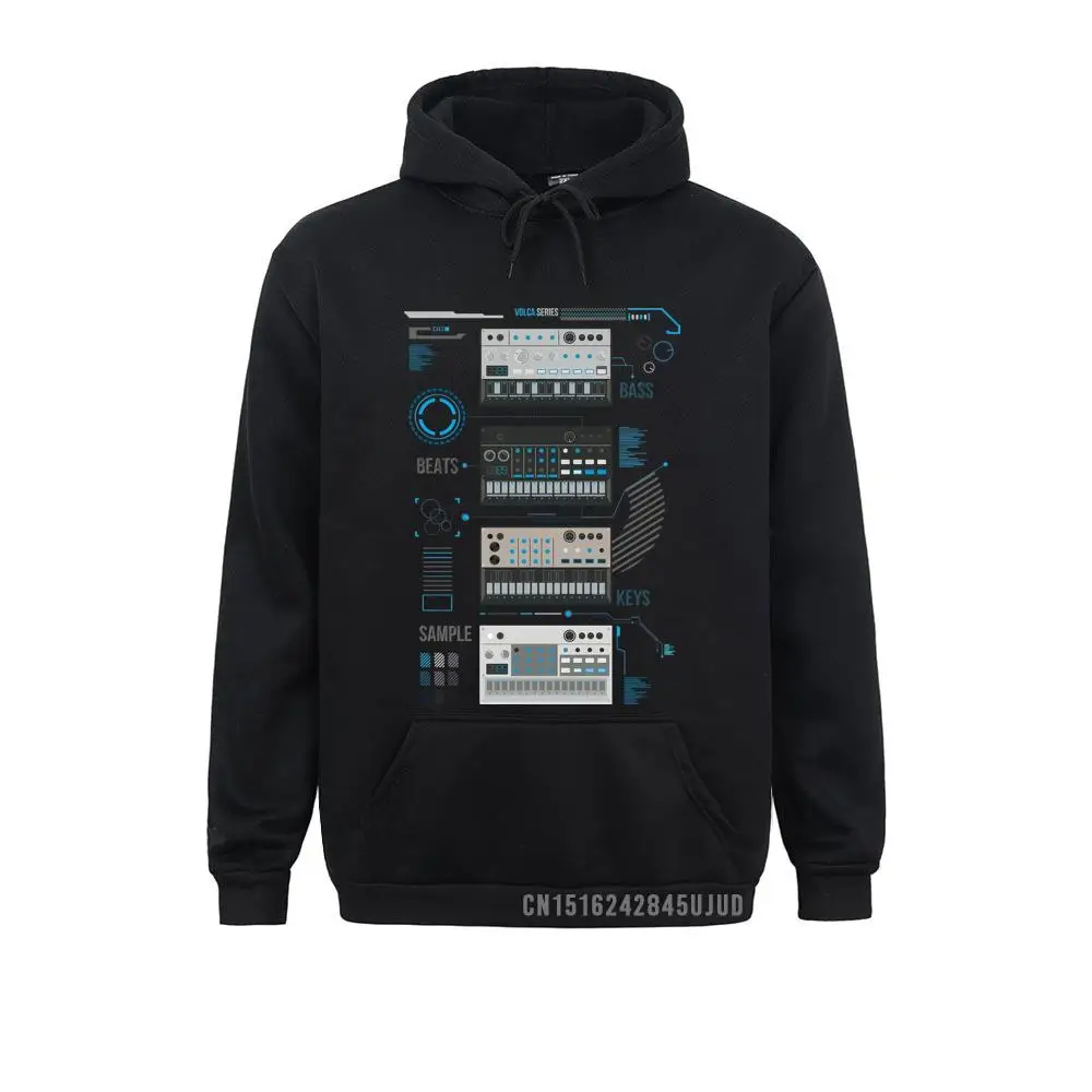 Per Uomo Korg Volca Keys Series Felpa Musicale Blu Di Base Stampa Di Qualità Colletto Tondo Rock And Roll Pullover Taglie Forti