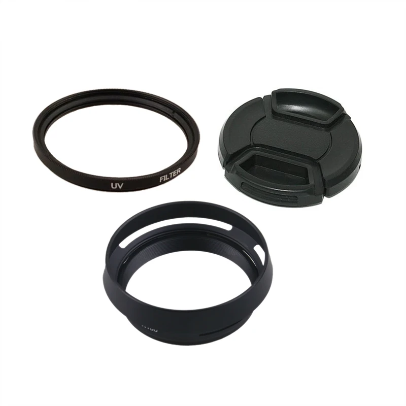 4In1 Per Fujifilm Fuji Finepix X100 X100S X100T Camera Lens Adapter + Lens Hood + 49Mm Filtro Uv + Lens Cap