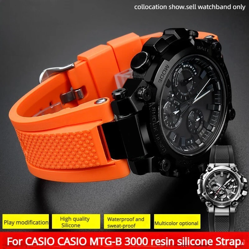 Per Casio G-Shock Mtg-B3000 Cinturini In Silicone Mtg B3000 Cinturino In Gomma Resina Connettore Adattatori In Acciaio Inossidabile Modificato