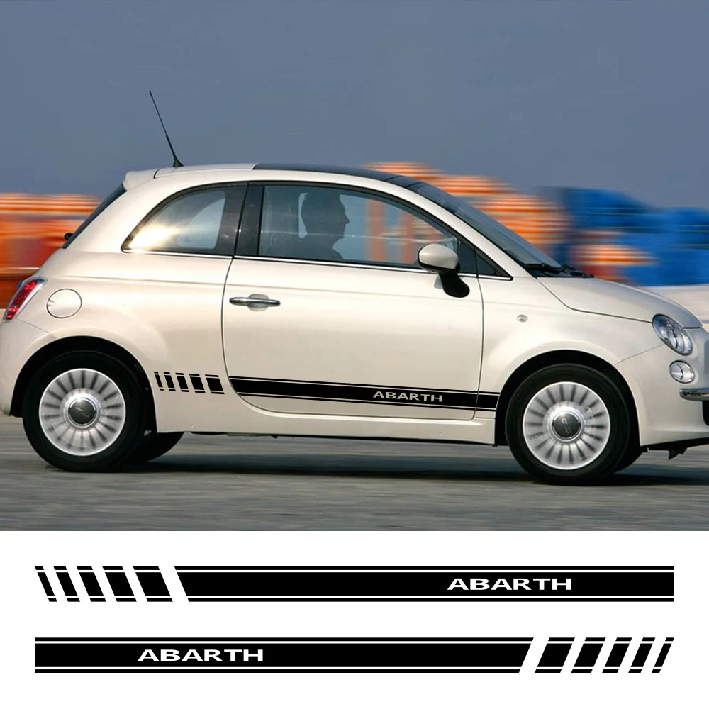 Car Door Side Stripes Gonna Hood Cover Stickers Vinile Body Kit Decalcomanie Per Fiat 500 Abarth 595 695 500C 500E Accessori Vintage