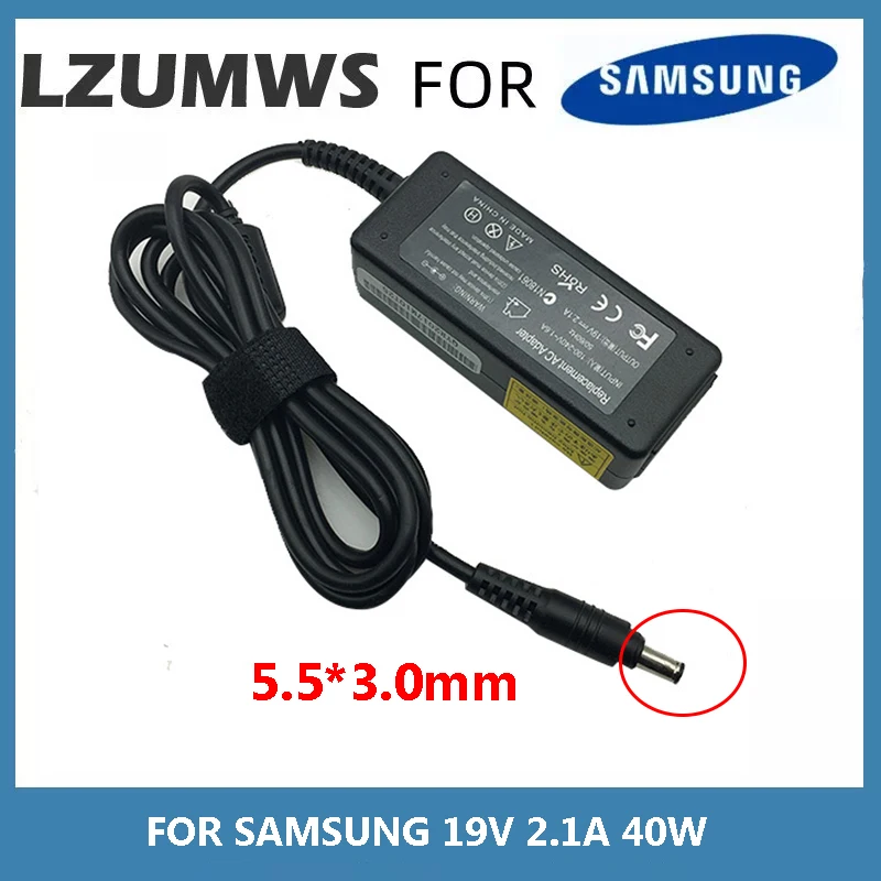 Caricabatterie Adattatore Ca Per Laptop 19V 2.1A 40W 5.5*3.0Mm Per Samsung Sense 630 Pro 680 850 N145 N110 N102S X05 Alimentatore Per Notebook