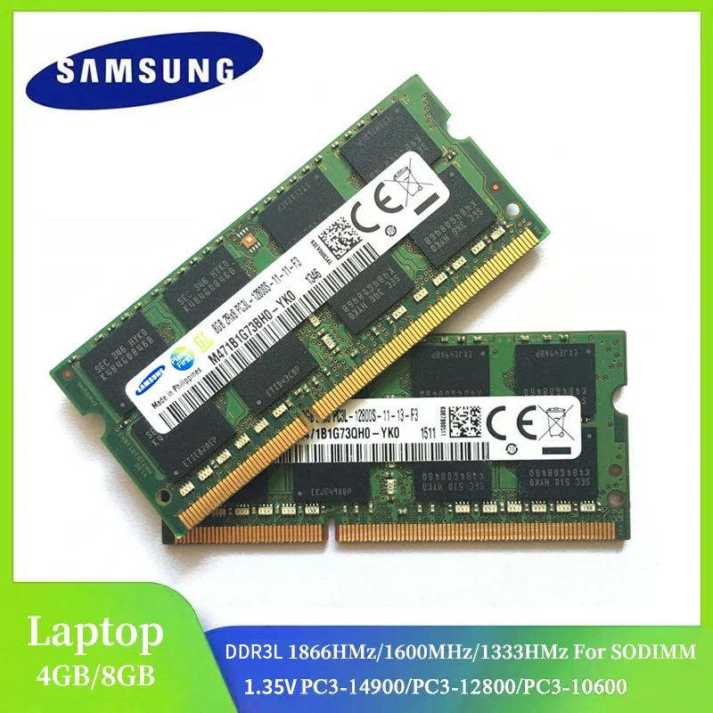 1/2 Pz Samsung Ram Laptop Ddr3L 8Gb 4Gb 1333Mhz 1600Mhz 1866Mhz So-Dimm Pc3-10600 12800 14900 Notebook 1.35V Pc3 Ram Memoria