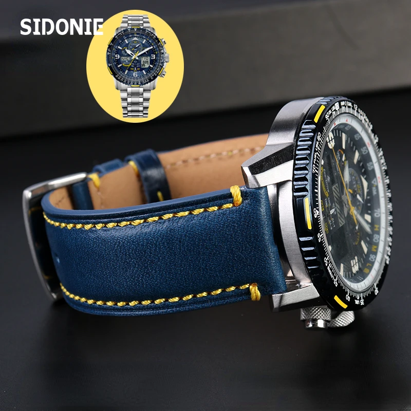 Per Citizen Blue Angel Jy8078-52L Y8078-01L Di Seconda Generazione Blue Angel Pelle Bovina 22Mm Cinturino Per Orologio In Vera Pelle