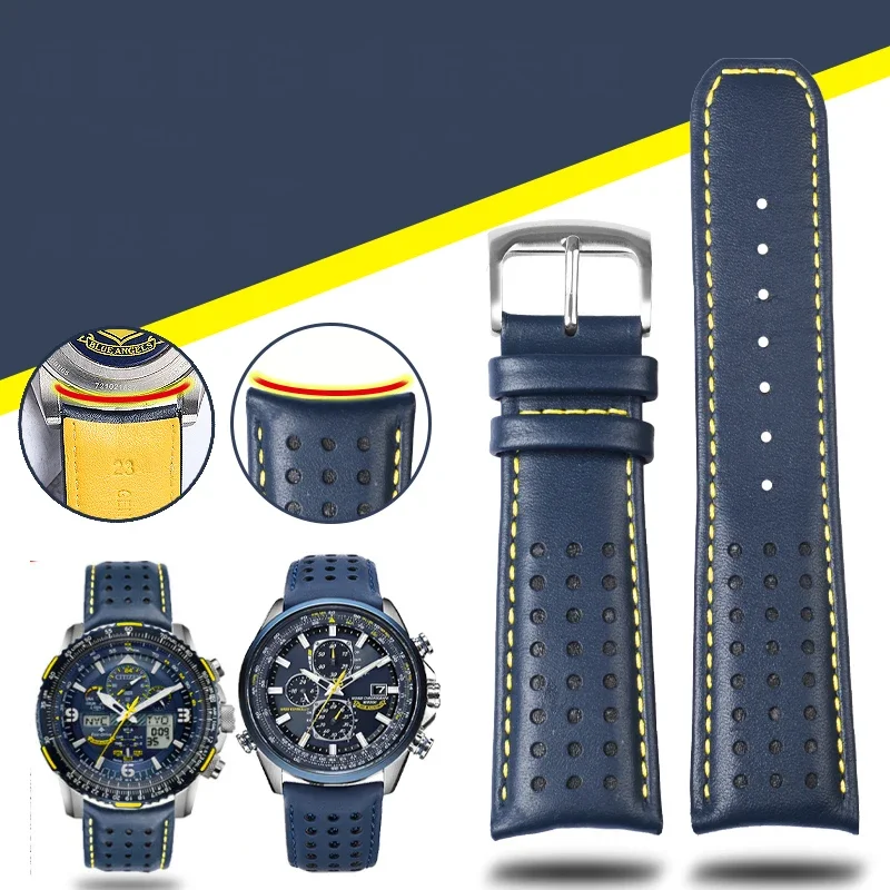 Cinturino Per Orologio In Vera Pelle Per Citizen Cinturino Per Orologio Blue Angel Jy8078-52L Y8078-01L Di Seconda Generazione Blue Angel Pelle Bovina