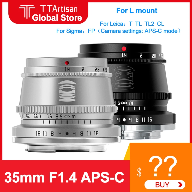 Obiettivo Originale Ttartisan 35Mm F1.4 Per L Mount Per Leica T Tl Tl2 Cl Per Fotocamera Sigma Fp Aps-C Mf Obiettivo Della Fotocamera