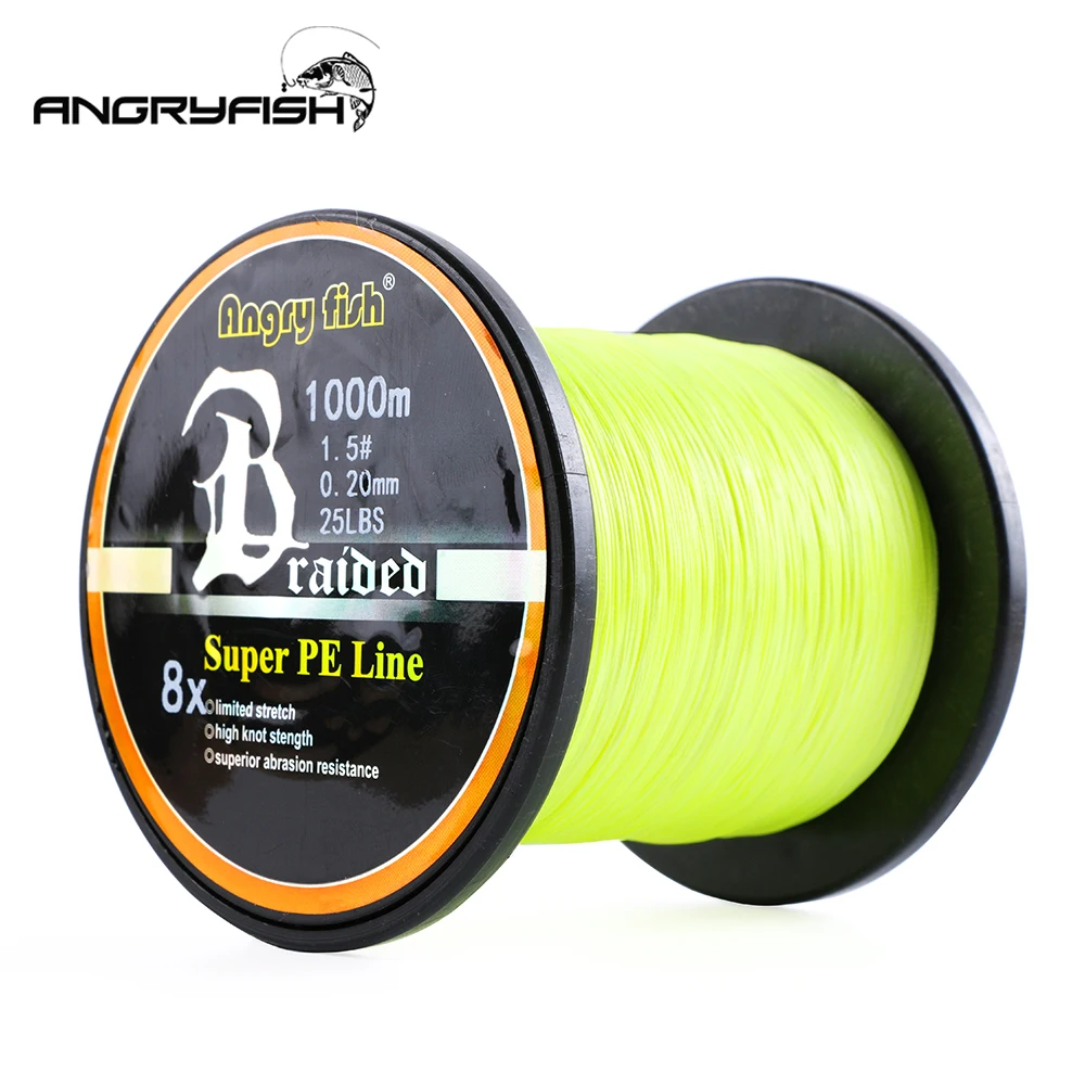 Angryfish 1000 Metri 8X Lenza Intrecciata 8 Colori Super Pe Line Resistente All'Usura