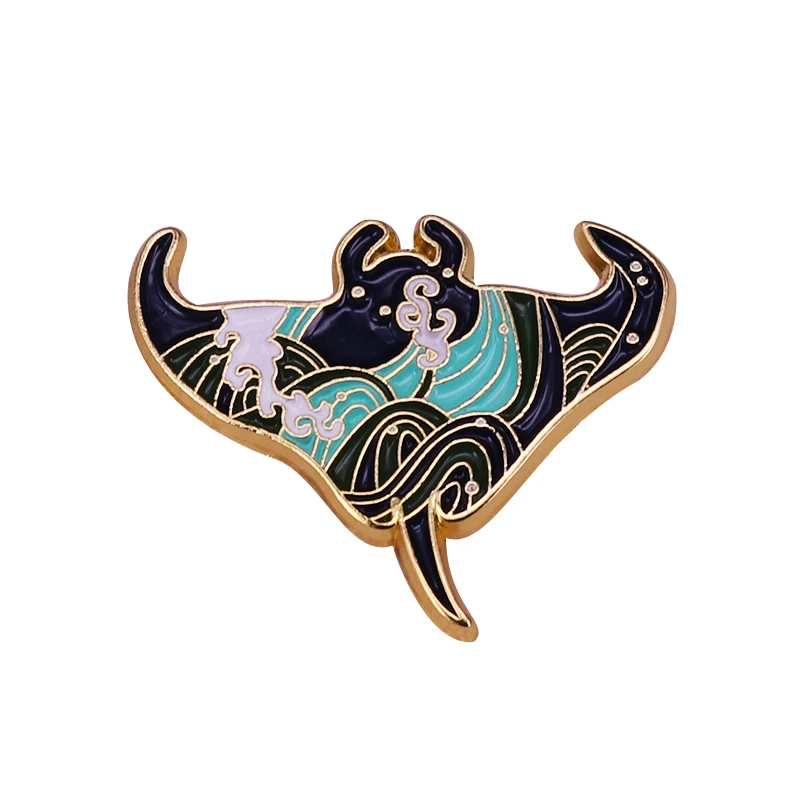 Glow In The Dark Manta Ray Pin Beautiful Sea Creature Badge