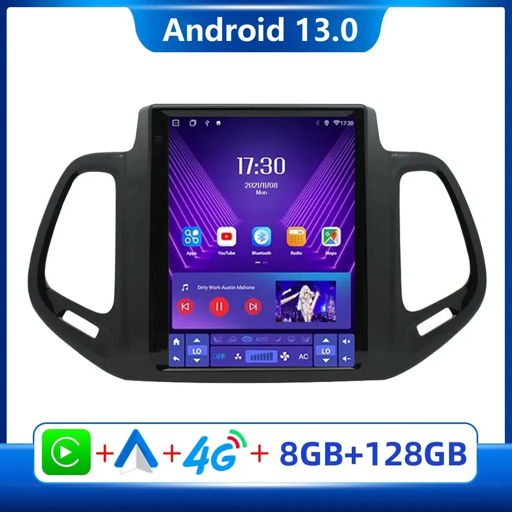9.7 Pollici Android 13 Per Jeep Compass 2 Mp 2017 - 2020 Autoradio Wifi Wireless Carplay Auto Dsp Player Bt Multimedia Rds 4G