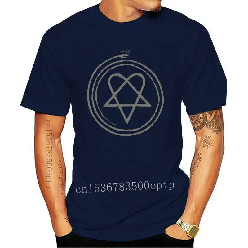 Abbigliamento Uomo Magliette Divertenti Girocollo A Buon Mercato Lui H I M Lacrime Su Nastro Heartagram Maglietta Nera Da Uomo Ville Valo Mikko Lindst