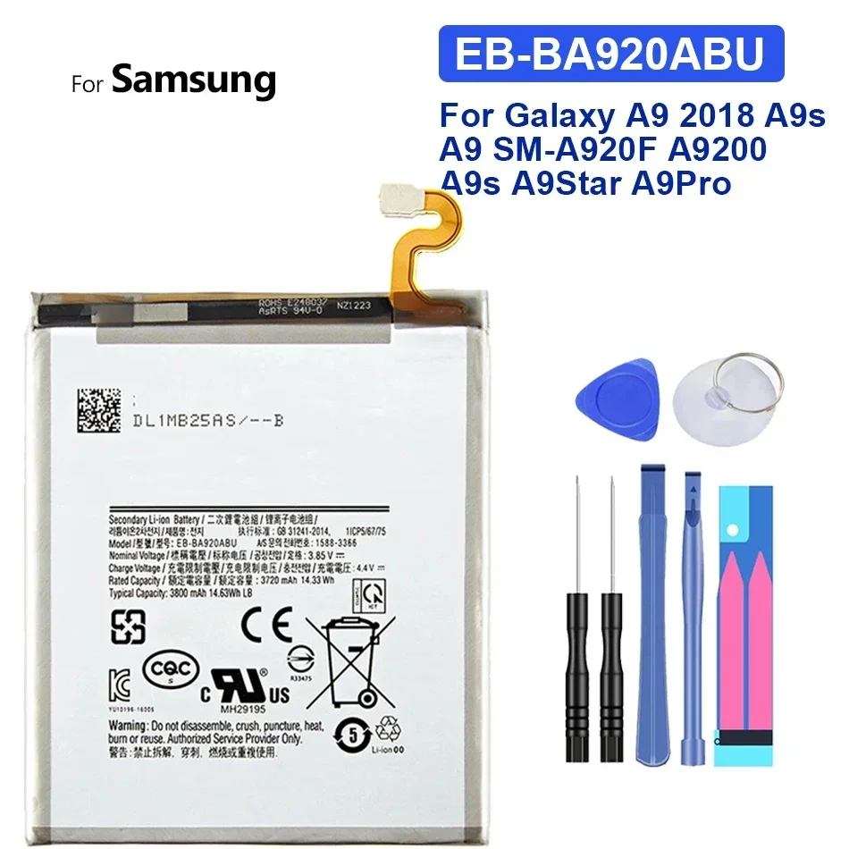 Batteria Eb-Ba920Abu 3800Mah Per Samsung Galaxy A9 2018 A9S A9 Star Pro A9Star A9 Pro A9Pro Sm-A920F A9200 Batteria