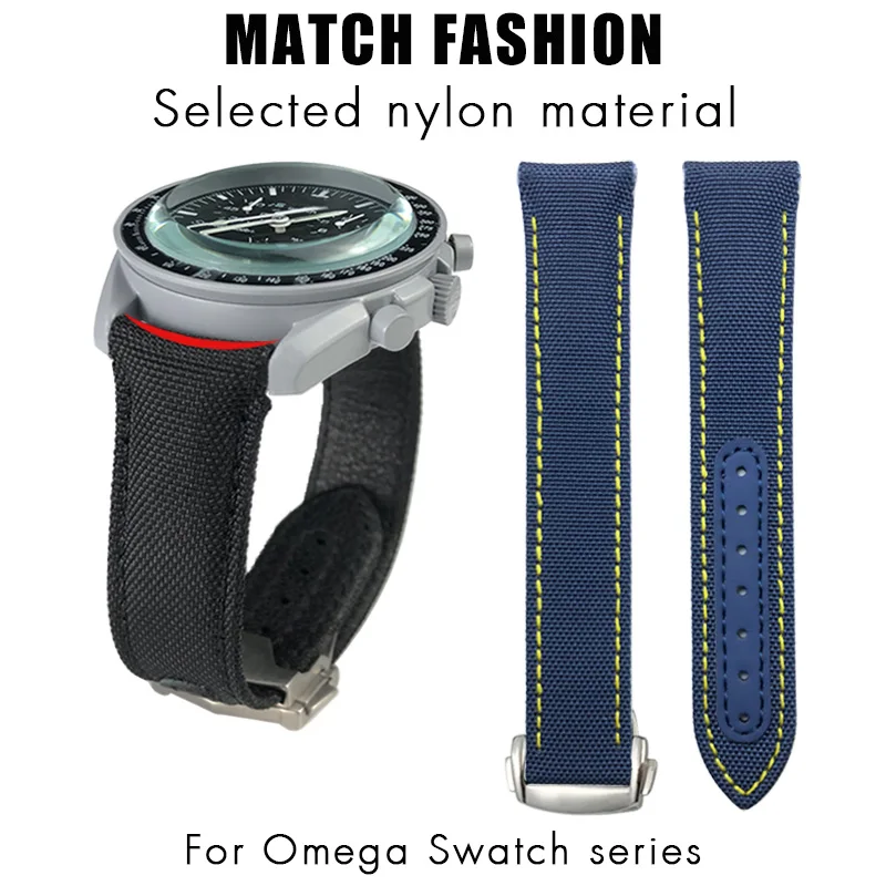 19Mm 20Mm 21Mm Cinturino In Pelle Di Nylon Per Omega S X Watch Moon Watch Seiko Hamilton Tag Heuer Tissot Cinturino In Tessuto Di Tela Blu