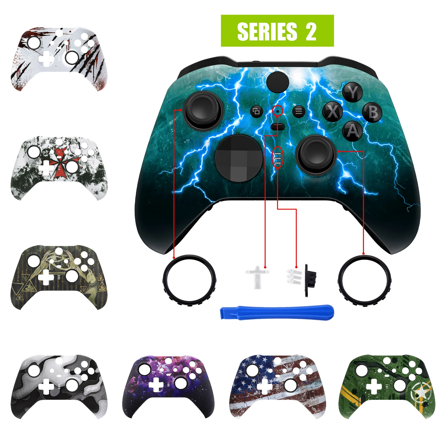 Extremerate Soft Touch Patterned Faceplate Alloggiamento Anteriore Shell Kit Di Ricambio Per Controller Xbox One Elite Series 2
