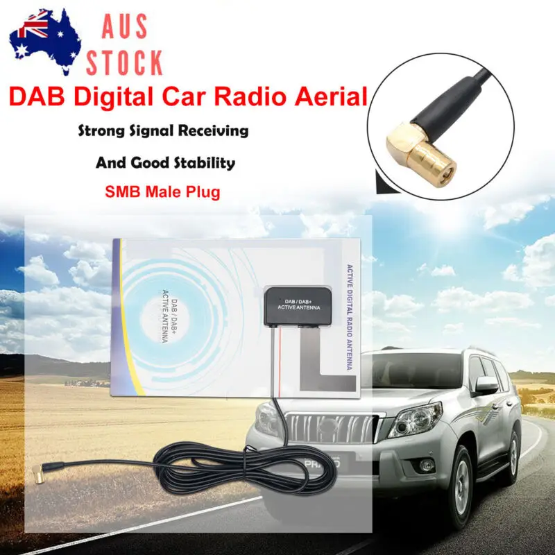 Dab Digital Car Auto Radio Ricevitore Antenna Antenna Smb Maschio Plug Glass Mount