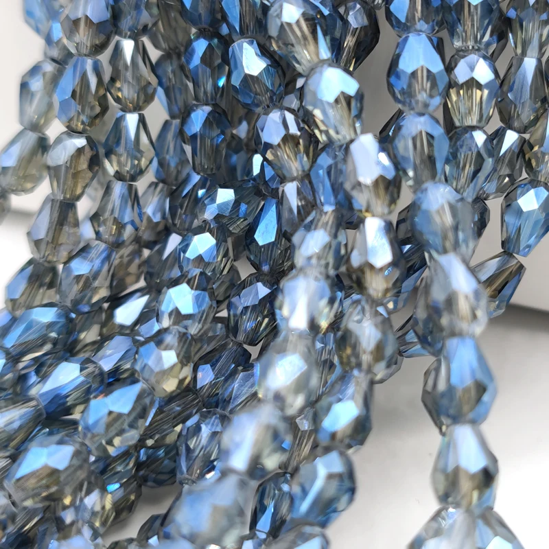 3X5 5X7 8X11Mm Sfaccettato Waterdrop Clear Blue Crystal Beads Teardrop Glass Branelli Allentati Del Distanziatore Per La Fabbricazione Di Gioielli Bra
