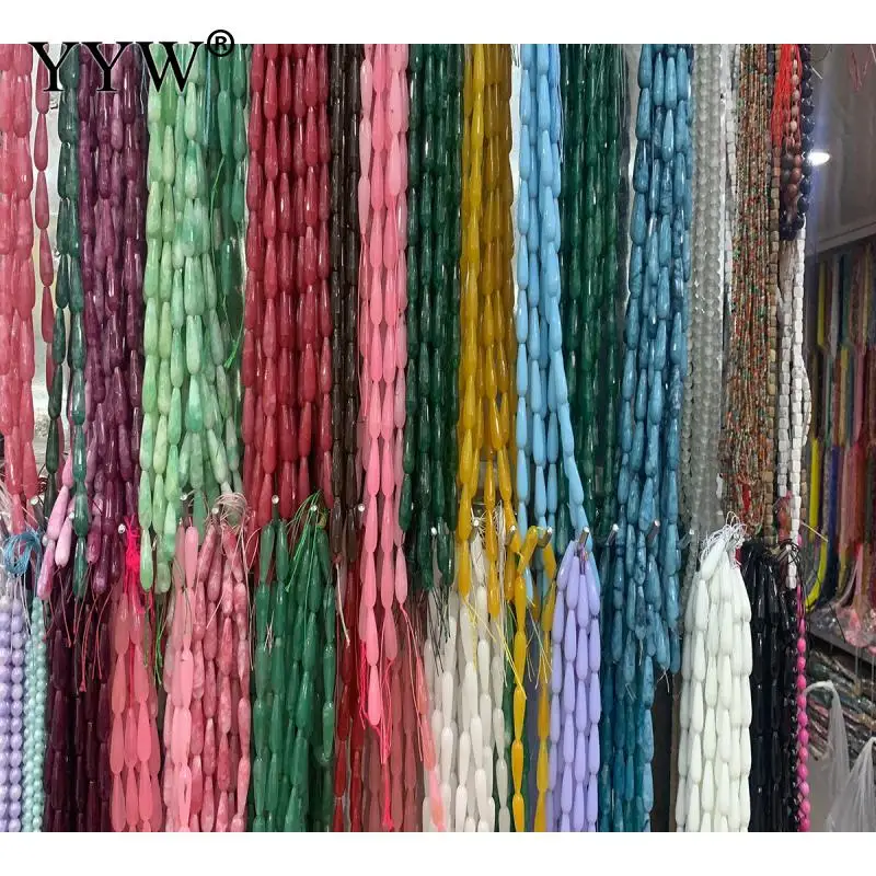1Pc 10X25Mm Mixed Teardrop Natural Gemstone Beads Waterdrop Blue Rose Garnet Design Beads For Necklace Jewelry Making Diy