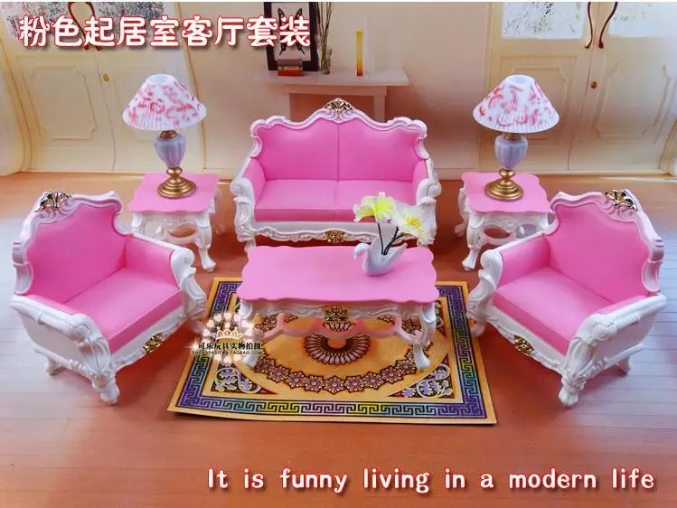 Genuine For Princess Sofa Barbie Living Room Set 1/6 Accessori Per Bambole Bjd Dream House Furniture Toy Gift
