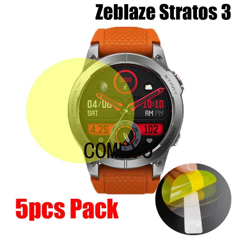 5 Pezzi Per Zeblaze Stratos 3 Proteggi Schermo Smart Watch Pellicola Morbida Tpu Idrogel Unthin Hd Clear Pellicole Antigraffio