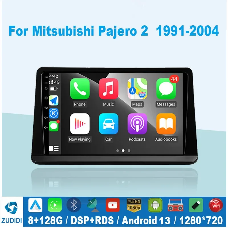 Autoradio Android 13 2Din Per Mitsubishi Pajero Montero V31 Cheetah Kingbox Video Multimedia 9 "Con Touch Screen 2.5D Wifi