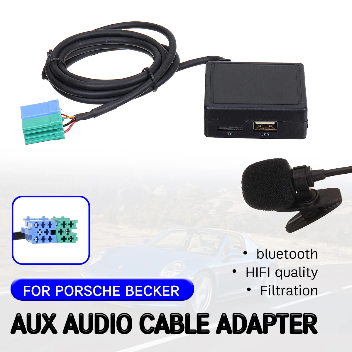 Ricevitore Aux Bluetooth Per Porsche Becker Messico Traffic Pro Cavo Dtm Con Usb, Adattatore Aux Vivavoce Per Microfono
