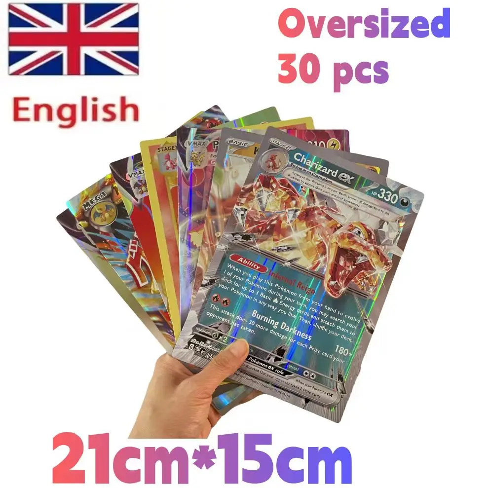 2024 Carte Pokemon Oversize 30 Pezzi Jumbo Letters Card Vmax Vstar Gx Arceus Pikachu Charizard Super Shiny Rare Card Regalo Di Compleanno
