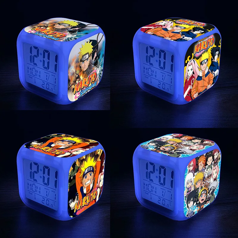 Uzumaki Naruto Sveglia Animazione Figura Led Light Night Clock Sasuke Cartoon Desk Clock Kid Room Decoration Regali Di Compleanno